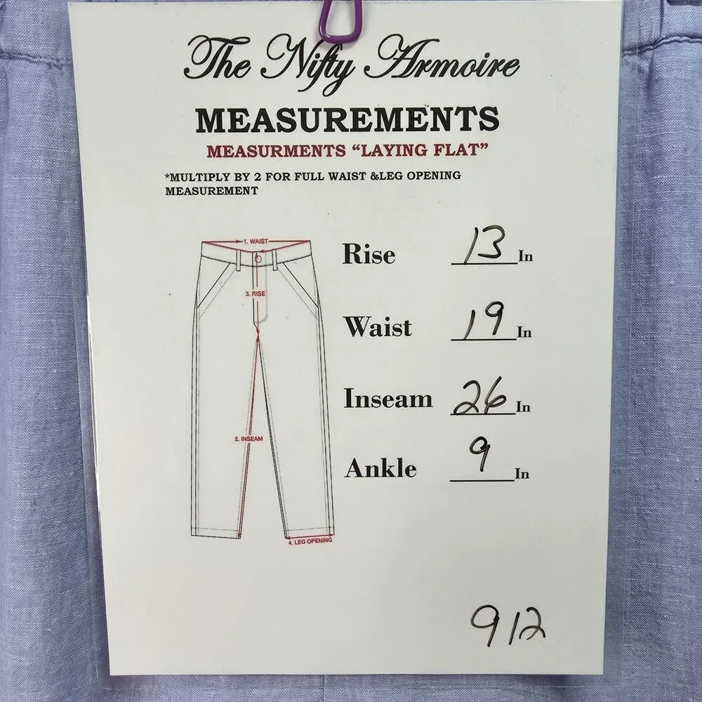 Quince European Linen Pants Womens French Blue 100% Linen XL Coastal Grandmother
